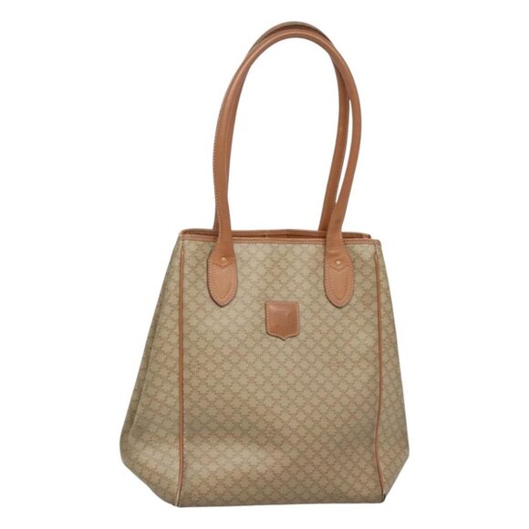 CELINE Macadam Canvas Shoulder Bag Beige Gold Auth bs24603 - Picture 1 of 16